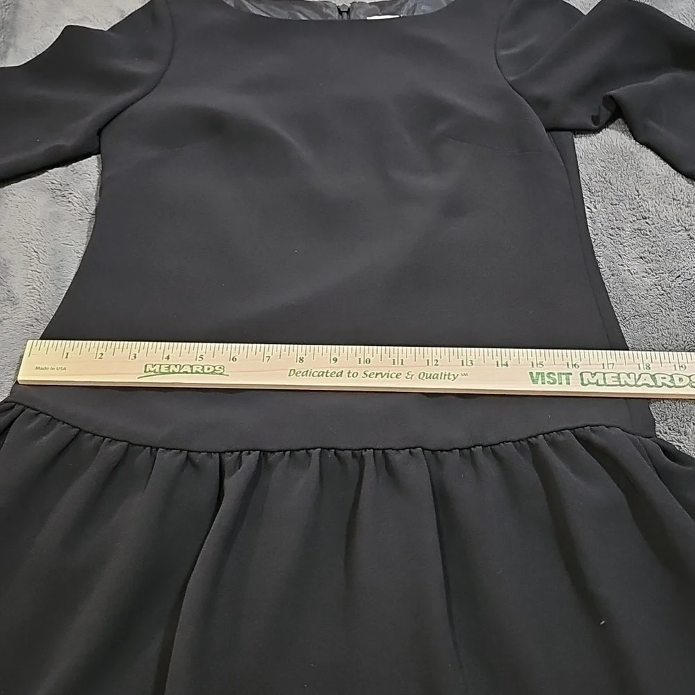 Jcrew Black Lined Peplum 3/4 Sleeve Drop Waist Dress Size 2